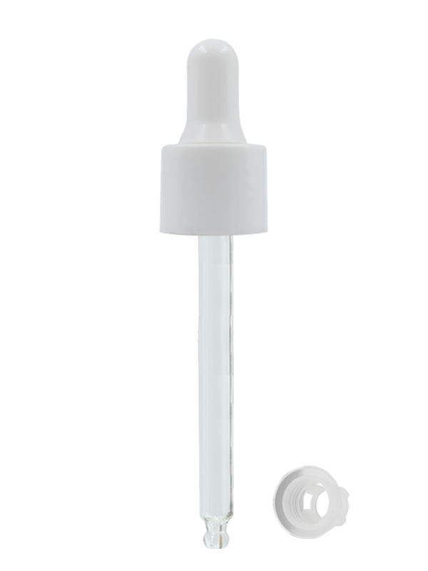20/410MM PP Smooth Dropper - White-With Glass Tube And Silicon Rubber Teat And Wiper Plug